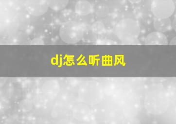 dj怎么听曲风