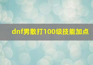 dnf男散打100级技能加点