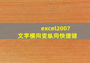 excel2007文字横向变纵向快捷键