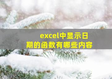 excel中显示日期的函数有哪些内容