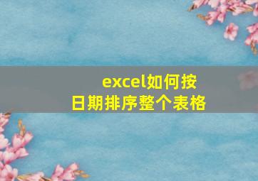 excel如何按日期排序整个表格