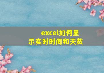 excel如何显示实时时间和天数