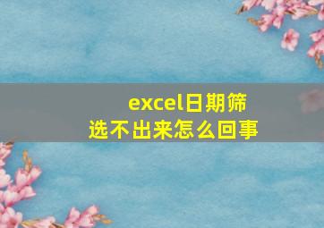 excel日期筛选不出来怎么回事