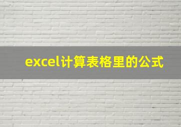 excel计算表格里的公式