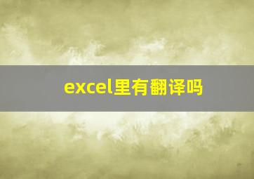 excel里有翻译吗