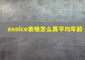 exelce表格怎么算平均年龄