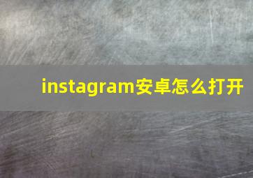 instagram安卓怎么打开