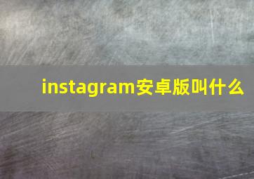 instagram安卓版叫什么