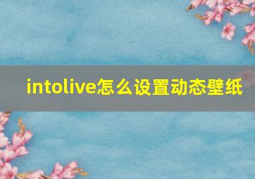 intolive怎么设置动态壁纸