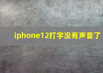 iphone12打字没有声音了