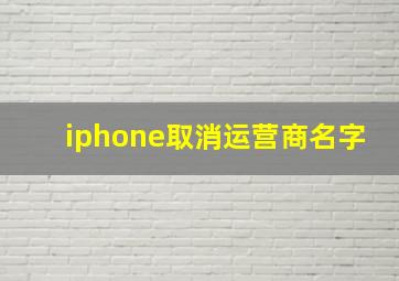 iphone取消运营商名字