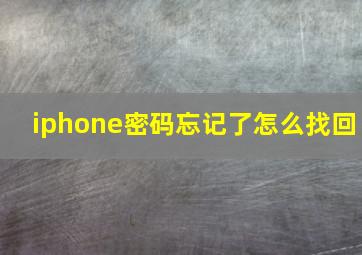 iphone密码忘记了怎么找回