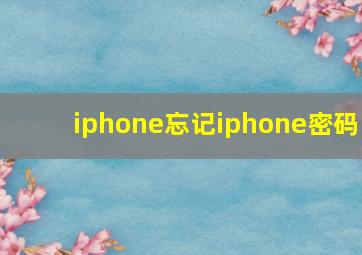 iphone忘记iphone密码