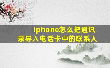 iphone怎么把通讯录导入电话卡中的联系人