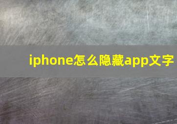 iphone怎么隐藏app文字