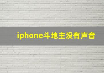 iphone斗地主没有声音