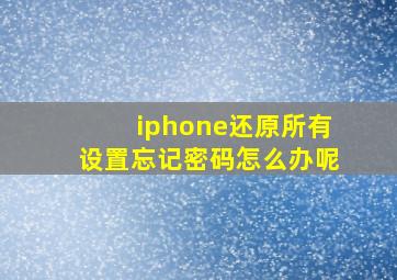 iphone还原所有设置忘记密码怎么办呢