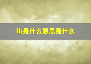 lb是什么意思是什么