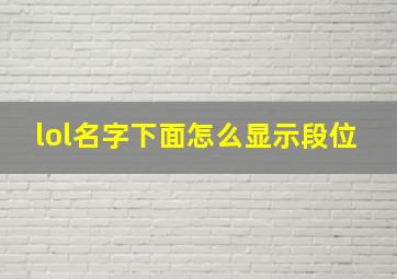 lol名字下面怎么显示段位