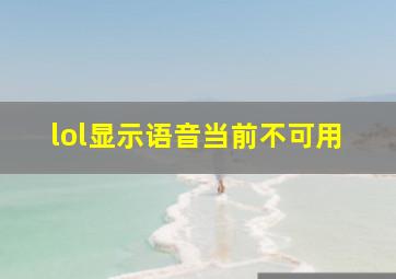 lol显示语音当前不可用