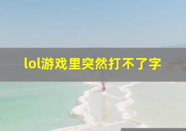 lol游戏里突然打不了字