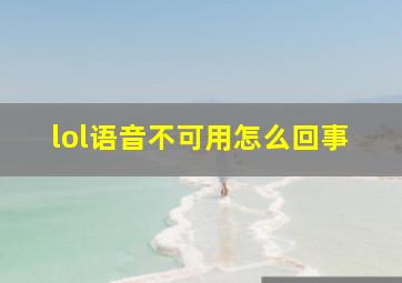 lol语音不可用怎么回事