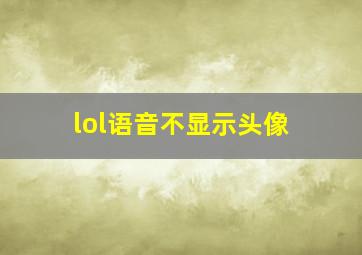 lol语音不显示头像