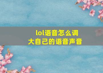 lol语音怎么调大自己的语音声音