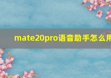 mate20pro语音助手怎么用