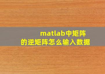 matlab中矩阵的逆矩阵怎么输入数据