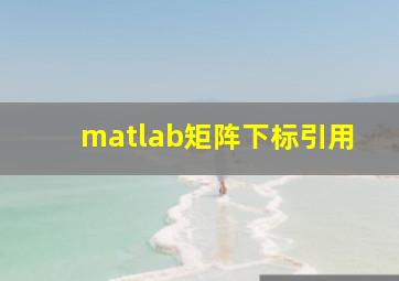 matlab矩阵下标引用