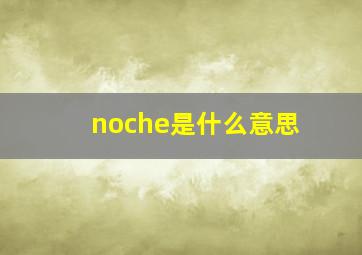 noche是什么意思