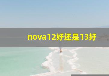 nova12好还是13好