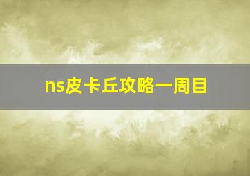 ns皮卡丘攻略一周目