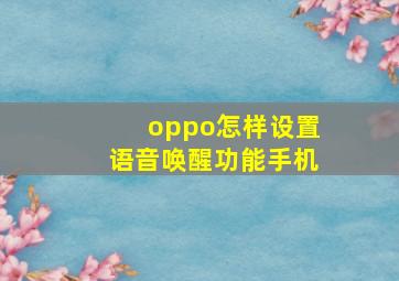 oppo怎样设置语音唤醒功能手机