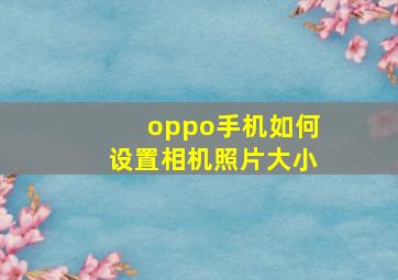 oppo手机如何设置相机照片大小