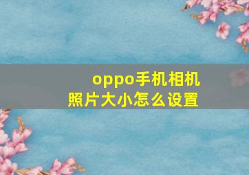 oppo手机相机照片大小怎么设置