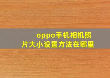 oppo手机相机照片大小设置方法在哪里