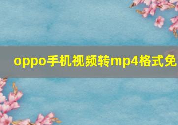 oppo手机视频转mp4格式免费