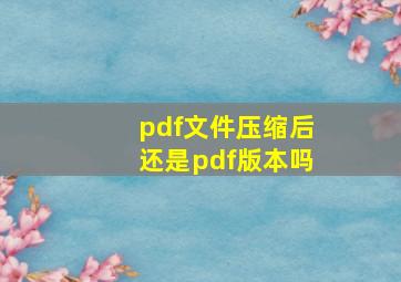 pdf文件压缩后还是pdf版本吗