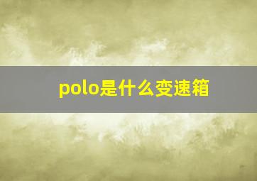 polo是什么变速箱