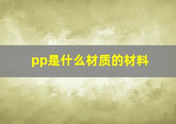 pp是什么材质的材料