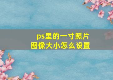 ps里的一寸照片图像大小怎么设置