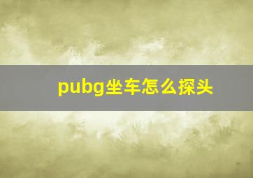 pubg坐车怎么探头