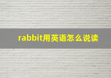 rabbit用英语怎么说读