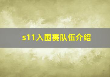 s11入围赛队伍介绍