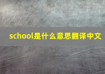 school是什么意思翻译中文