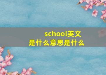 school英文是什么意思是什么