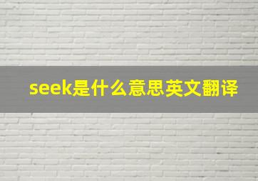 seek是什么意思英文翻译