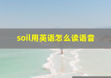 soil用英语怎么读语音